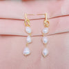 Pearl Earrings Copper Geometric Natural Simple Retro Style