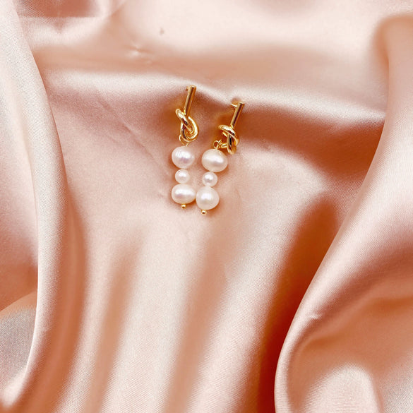 Pearl Earrings Copper Geometric Natural Simple Retro Style