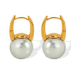 Pearl Earrings Copper Material Inlay Simple Natural Style For Women