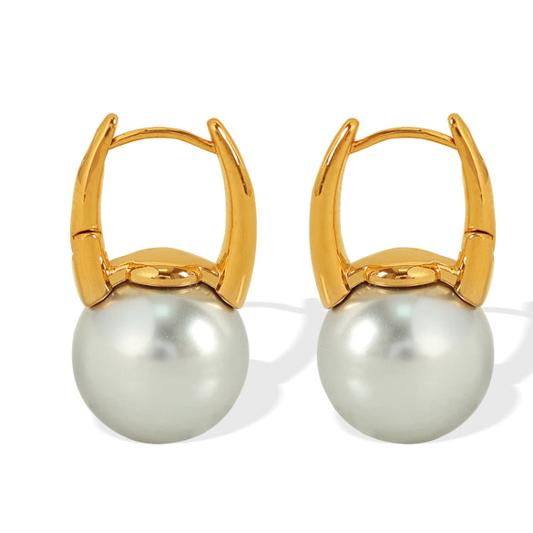 Pearl Earrings Copper Material Inlay Simple Natural Style For Women