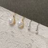 Pearl Earrings Copper Material Lines Pattern Electroplating Diy Accessories