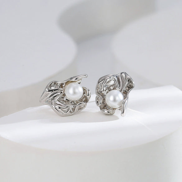 Pearl Earrings Copper Material Niche Style Electroplating Jewelry