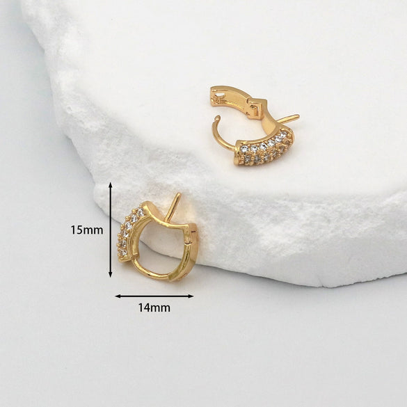 Pearl Earrings Copper Micropaved Zircon Electroplating Halfhole Bead Earrings
