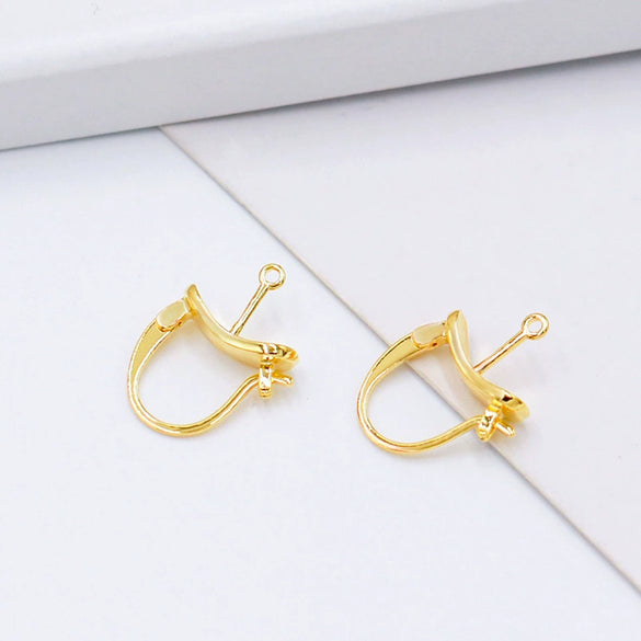 Pearl Earrings Copper Plated 18K Real Gold 14K Goldfilled Colorpreserving Ingot Flower Basket Boatshaped Electroplated