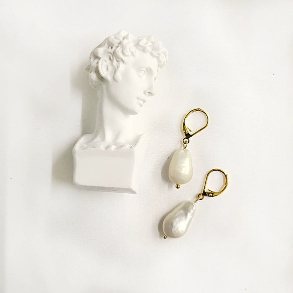 Pearl Earrings Elegant Natural Baroque Style For Women