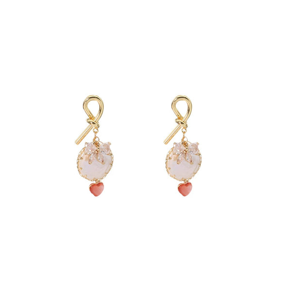 Pearl Earrings For Women Baroque Style Freshwater Real Gold Electroplated Bow Design