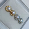 Pearl Earrings For Women 925 Silver Needle Goldplated Oblate Shape