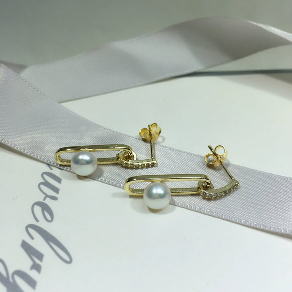 Pearl Earrings Freshwater Pearl Geometric Round Shape Women's Style