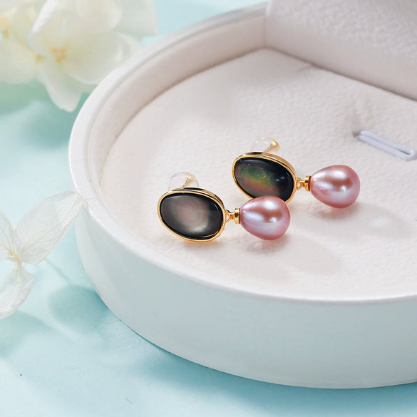 Pearl Earrings Freshwater Pearl Seawater Motherofpearl Water Drop Heart Shape S925 Silver Ear Needle Set With Pearls For Girls