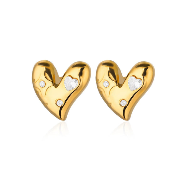 Pearl Earrings Imitation Pearl Electroplated Heart Shape Bow Tie Style For Women
