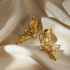 Pearl Earrings Imitation Pearl Electroplated Heart Shape Bow Tie Style For Women