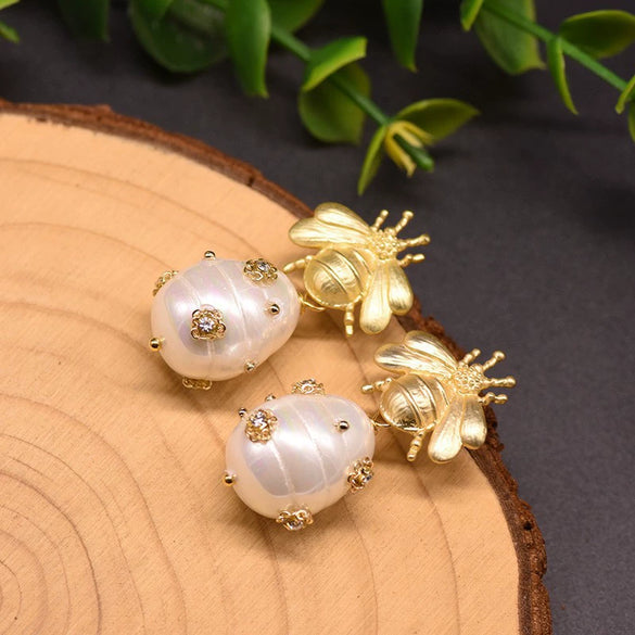 Pearl Earrings Retro Geometric Constellation Electroplating Jewelry For Women