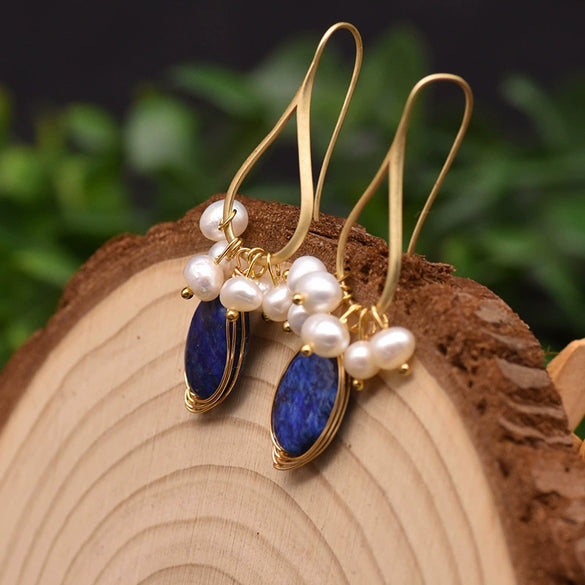 Pearl Earrings Retro Geometric Constellation Electroplating Jewelry For Women
