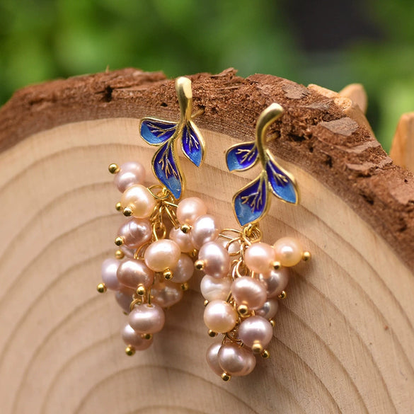 Pearl Earrings Retro Geometric Constellation Electroplating Jewelry For Women