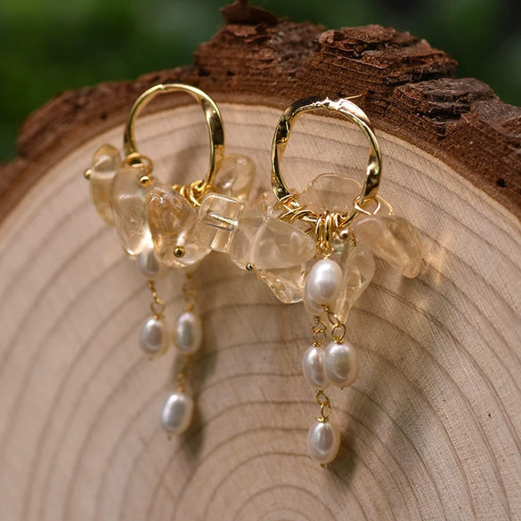 Pearl Earrings Retro Geometric Constellation Electroplating Jewelry For Women