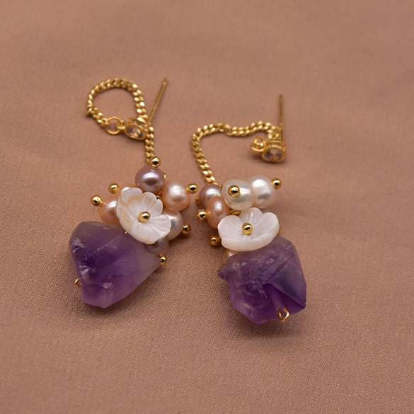 Pearl Earrings Retro Geometric Constellation Electroplating Jewelry For Women
