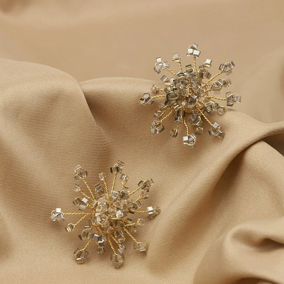 Pearl Earrings Retro Geometric Style With Electroplating