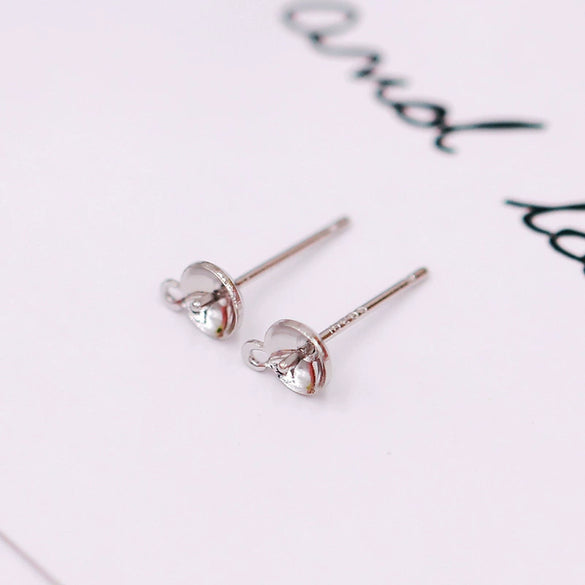 Pearl Earrings S925 Silver Needle 18K Gold Plated Copper Accessories Electroplating Diy Cross Bowl Style