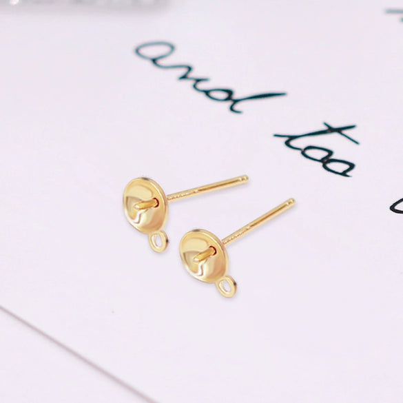 Pearl Earrings S925 Silver Needle 18K Gold Plated Copper Accessories Electroplating Diy Cross Bowl Style