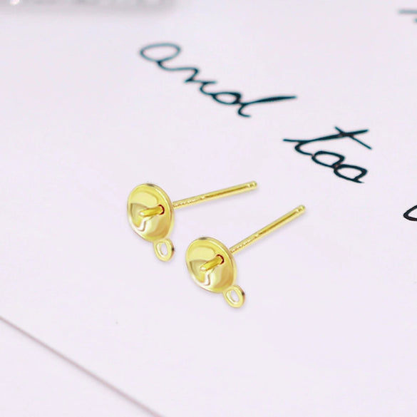 Pearl Earrings S925 Silver Needle 18K Gold Plated Copper Accessories Electroplating Diy Cross Bowl Style
