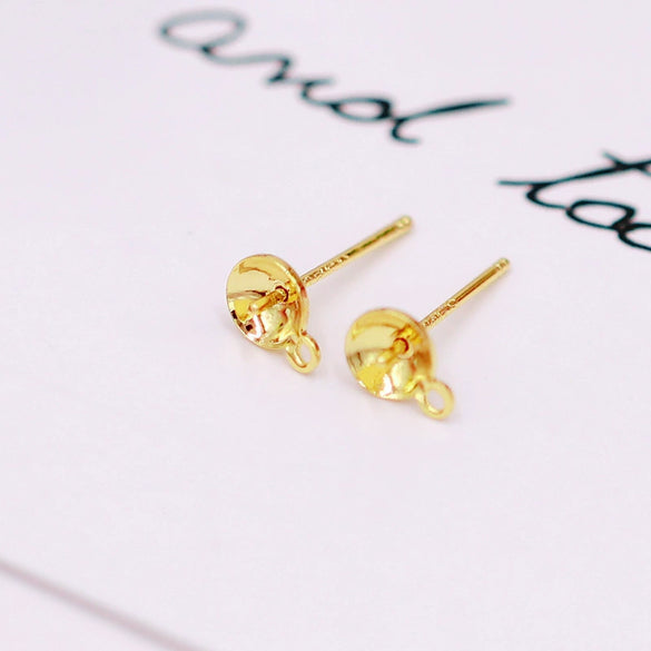 Pearl Earrings S925 Silver Needle 18K Gold Plated Copper Accessories Electroplating Diy Cross Bowl Style