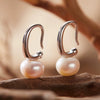 Pearl Earrings S925 Sterling Silver Inlaid Geometric Style For Women