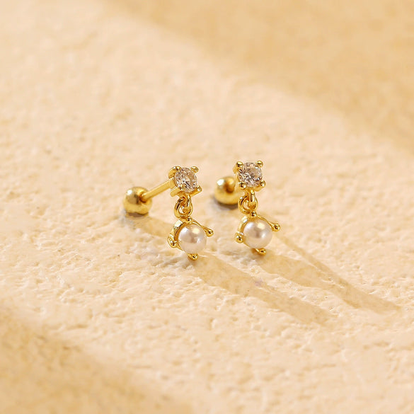 Pearl Earrings 925 Silver Geometric Sweet Style Electroplated For Women