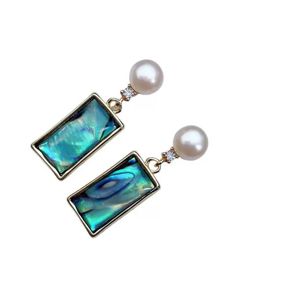 Pearl Earrings 925 Silver Needle Women's Minimalist Oblate Freshwater Pearl Jewelry
