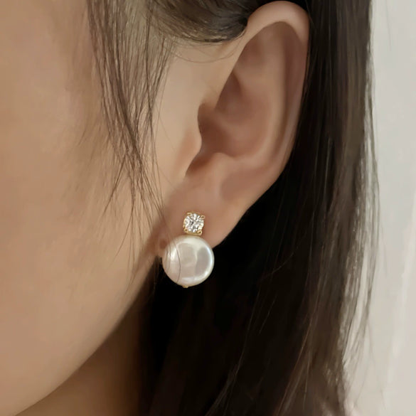 Pearl Earrings 925 Silver Needle Women's Special Shape