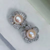 Pearl Earrings Silver Pin Light Luxury Highend Women's Fashion Jewelry With Flat Round And Rose Buns Round Pearls
