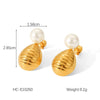 Pearl Earrings Stainless Steel Geometric Bow Electroplated Women's