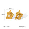 Pearl Earrings Stainless Steel Geometric Bow Electroplated Women's