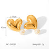 Pearl Earrings Stainless Steel Geometric Bow Electroplated Women's