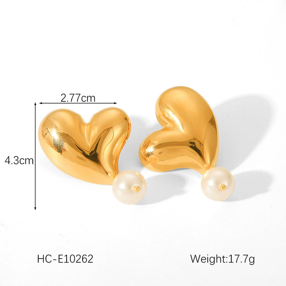 Pearl Earrings Stainless Steel Geometric Bow Electroplated Women's