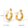 Pearl Earrings Stainless Steel Geometric Bow Electroplated Women's