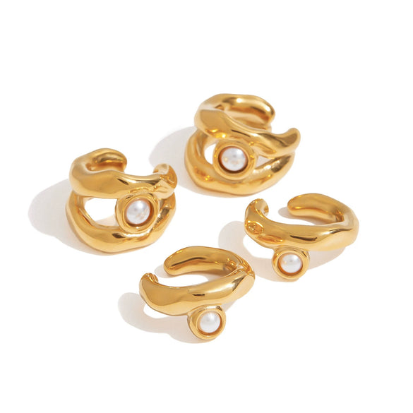 Pearl Earrings Stainless Steel Geometric Electroplated Light Luxury Niche Style
