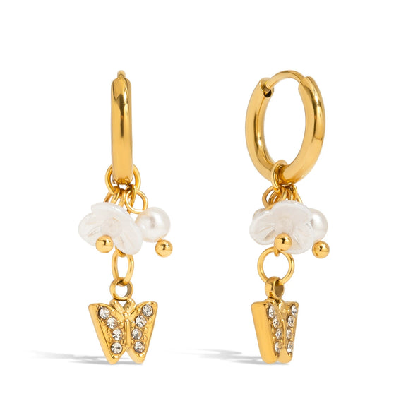 Pearl Earrings Stainless Steel Geometric Electroplating Women's Light Luxury Minimalist Ins Style