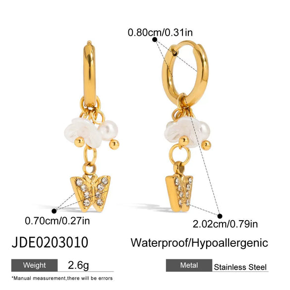 Pearl Earrings Stainless Steel Geometric Electroplating Women's Light Luxury Minimalist Ins Style