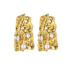 Pearl Earrings Stainless Steel Geometric Irregular Hammered Electroplated For Women