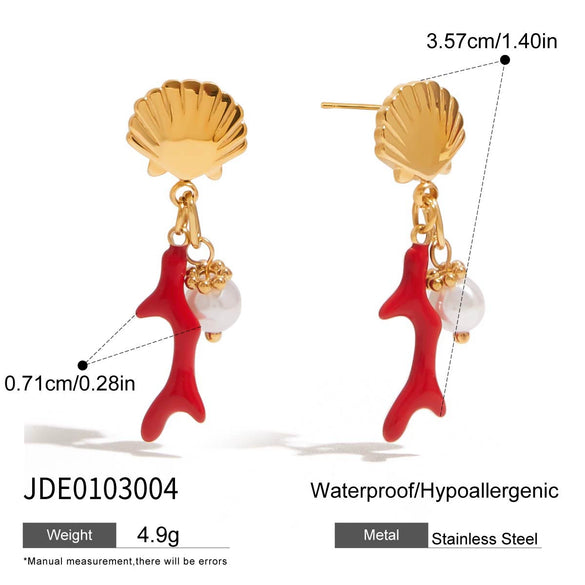 Pearl Earrings Stainless Steel Geometric Light Luxury Minimalist Electroplated Ear Jewelry For Women