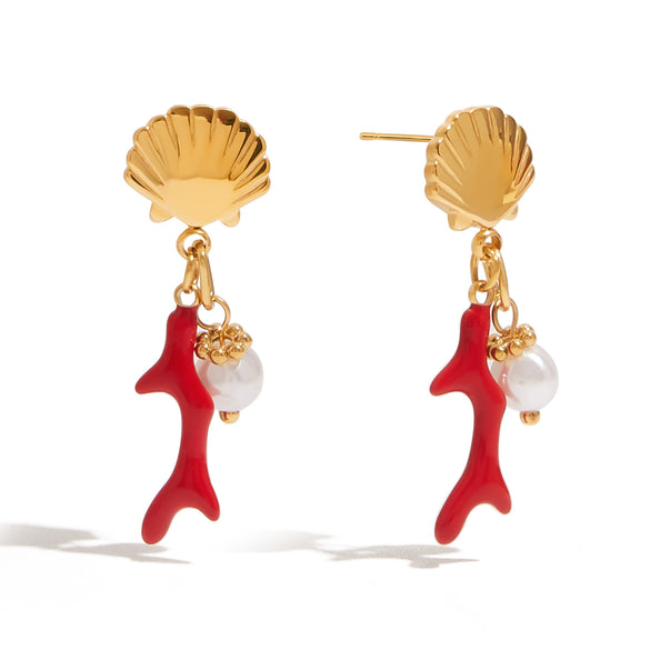 Pearl Earrings Stainless Steel Geometric Light Luxury Minimalist Electroplated Ear Jewelry For Women
