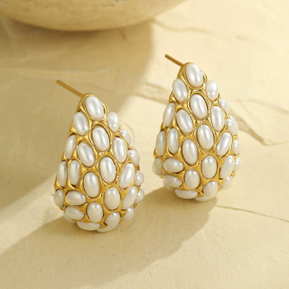 Pearl Earrings Stainless Steel 18K Electroplating Geometric Women's Fashion