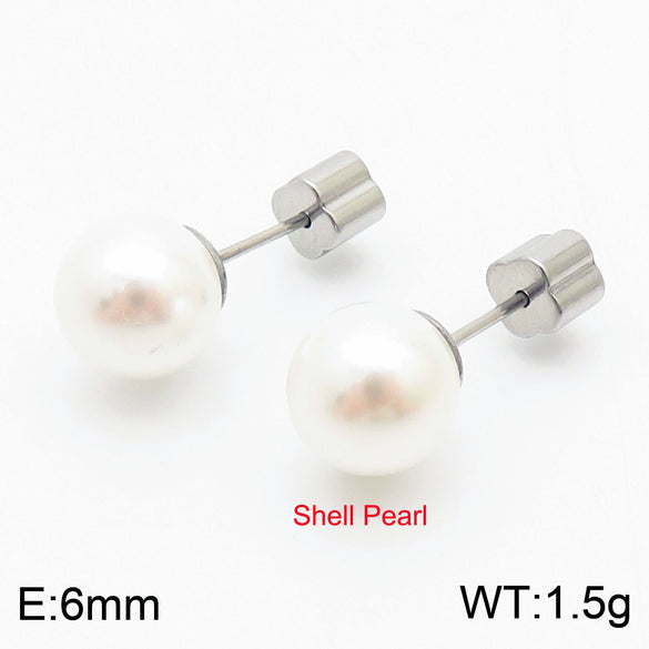 Pearl Earrings Titanium Steel Geometric Light Luxury Electroplating