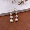 Pearl Earrings Vintage Palace Style Geometric Pure Handmade Real Gold Plated