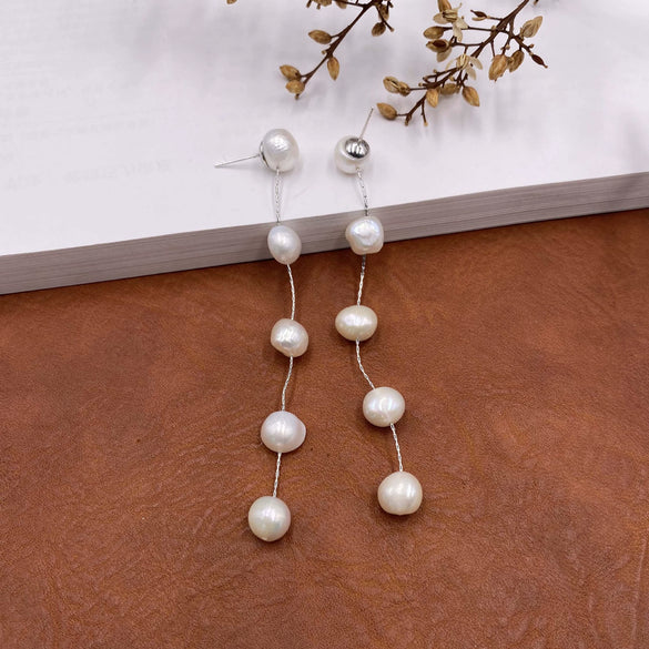 Pearl Earrings Vintage Palace Style Geometric Pure Handmade Real Gold Plated