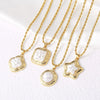 Pearl Fivepointed Star Copper 18K Gold Plated Pendant Necklace For Women Simple Style