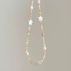 Pearl Fivepointed Star Pendant Necklace Titanium Steel Retro Style Vacuum Electroplated