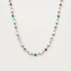 Pearl Flower Diamond Color Gem Electroplated Gold Necklace Imitation Pearls Geometric Style Women's