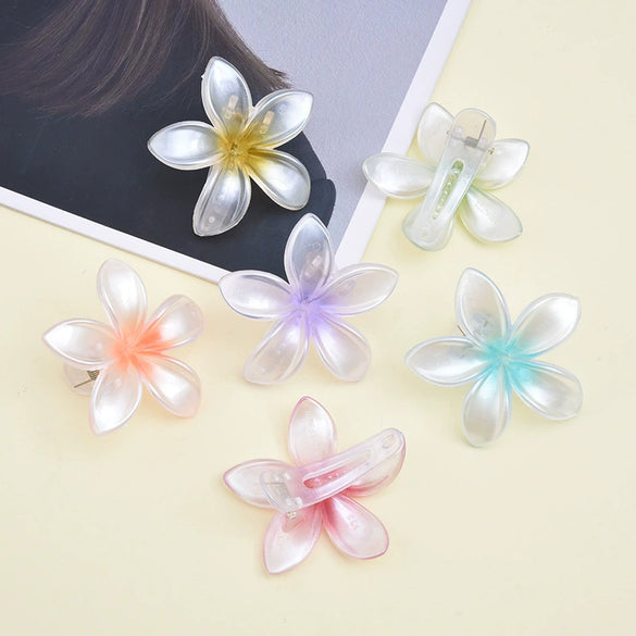 Pearl Flower Duckbill Hair Clip Plant Flowers Style Baking Paint Process Women's Hair Accessory