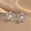 Pearl Flower Geometric Stainless Steel And Copper Electroplated Women's Vintage Fashion Minimalist Ear Studs